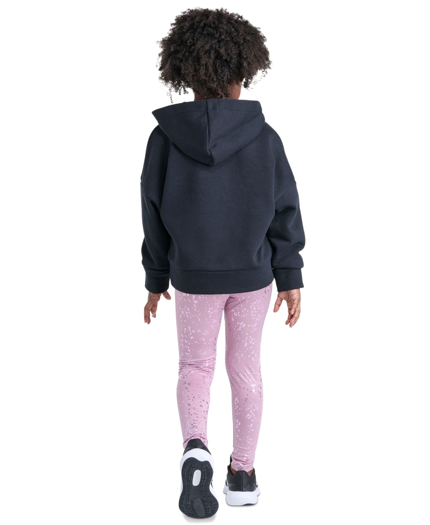 Girls' 2T-6X Hooded Kangaroo-Pocket All-Over-Print Pullover and Leggings, 2-Piece Set