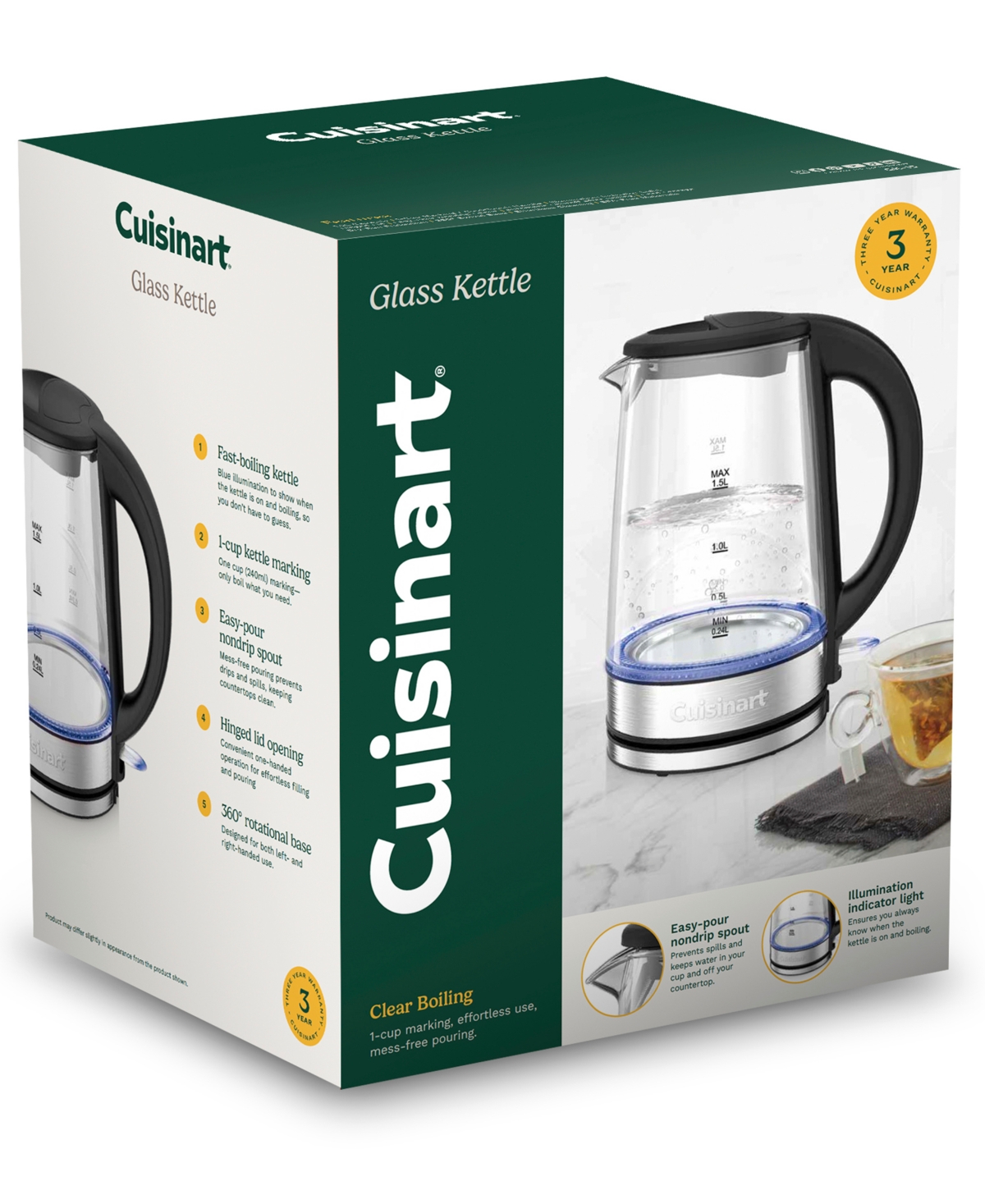 Cuisinart Clear 1.5L Glass Kettle Gk-15