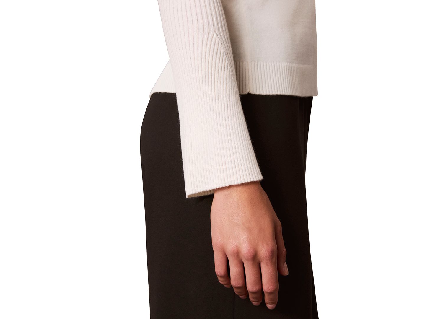 Petite Ribbed Sculpted-Sleeve Crewneck Sweater