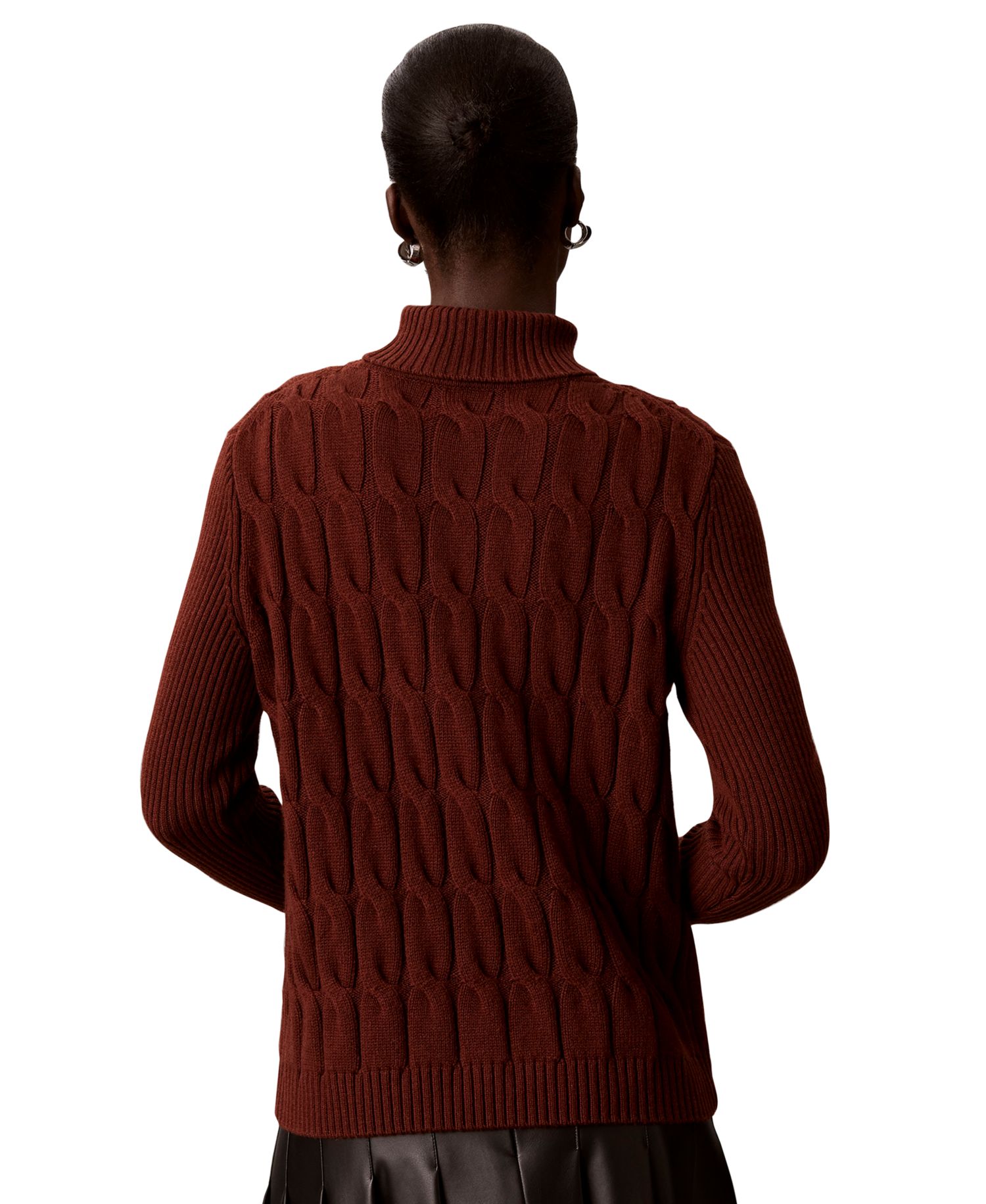 Women's Lux Cable Knit Wool-Blend Turtleneck Sweater
