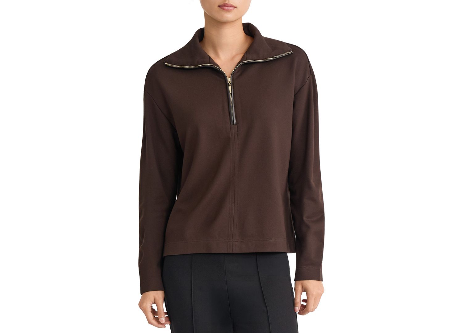 Women's Quarter-Zip Long-Sleeve Collared Pullover