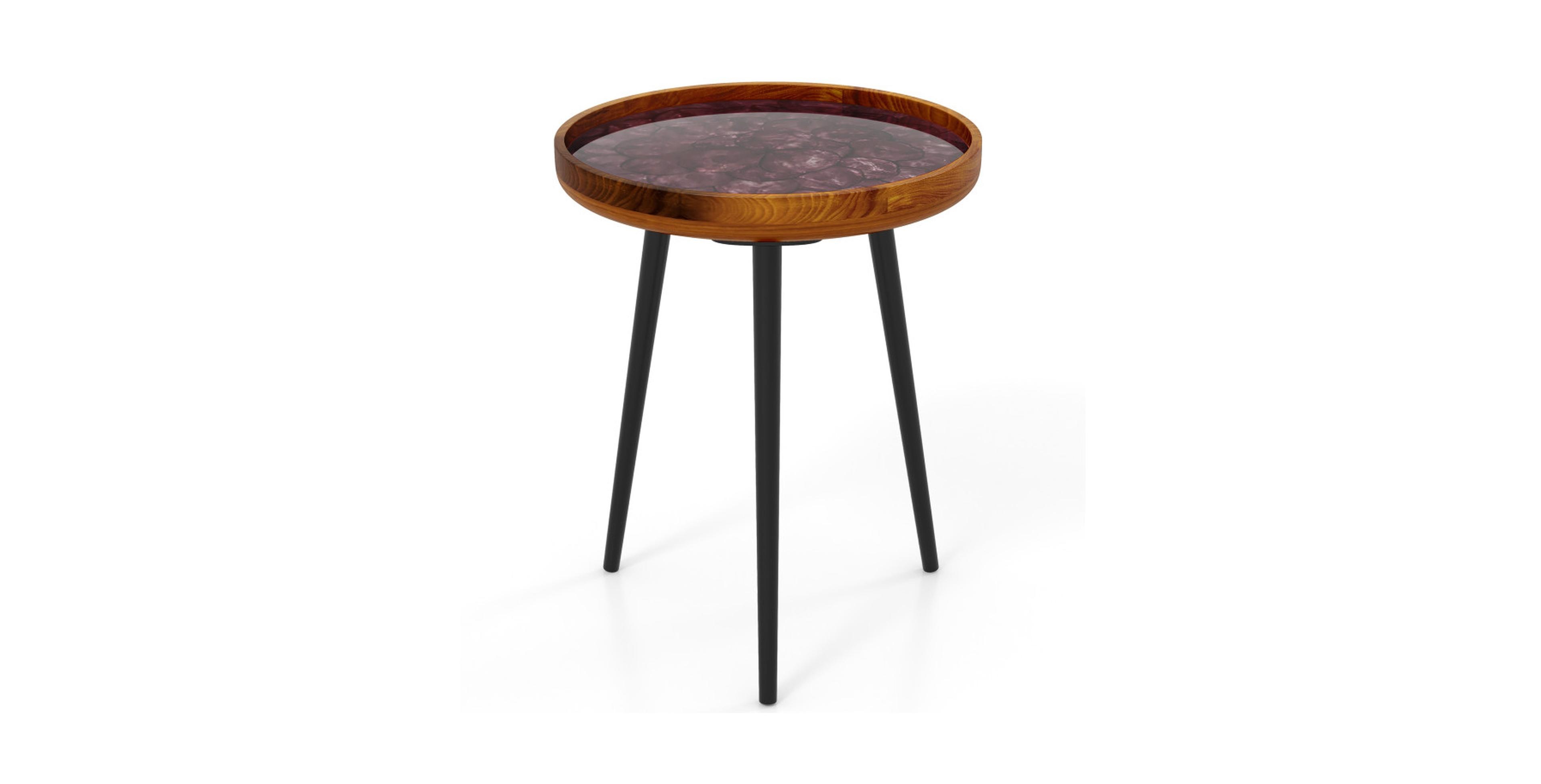 Gouun Handcrafted Resin-Coated Sea Shell Mosaic End Table