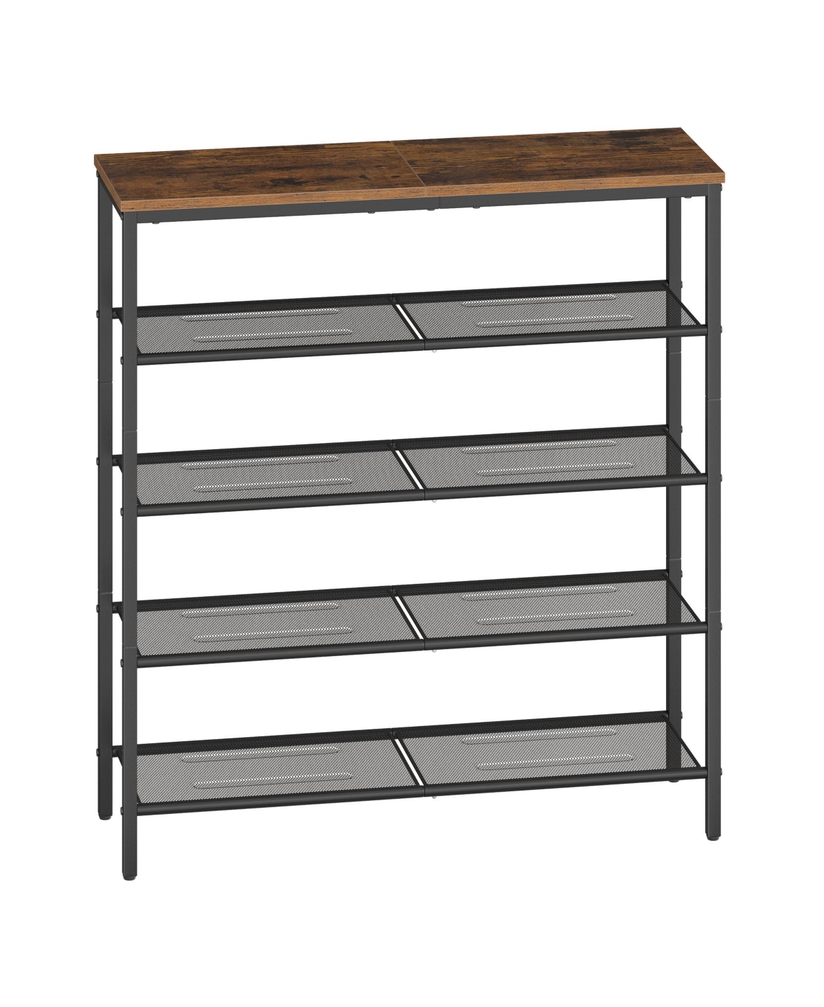 SongmicsHome 5 Tier Industrial Shoe Rack for Entryway, Steel, Particleboard Storage Organizer, 29.5 x 10.8 x 36.6 Inches