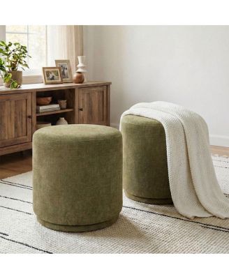 18.5" Swivel Ottoman Footstools Set of 2, Round Accent Stools, 360-Degree Swivel Vanity Stools