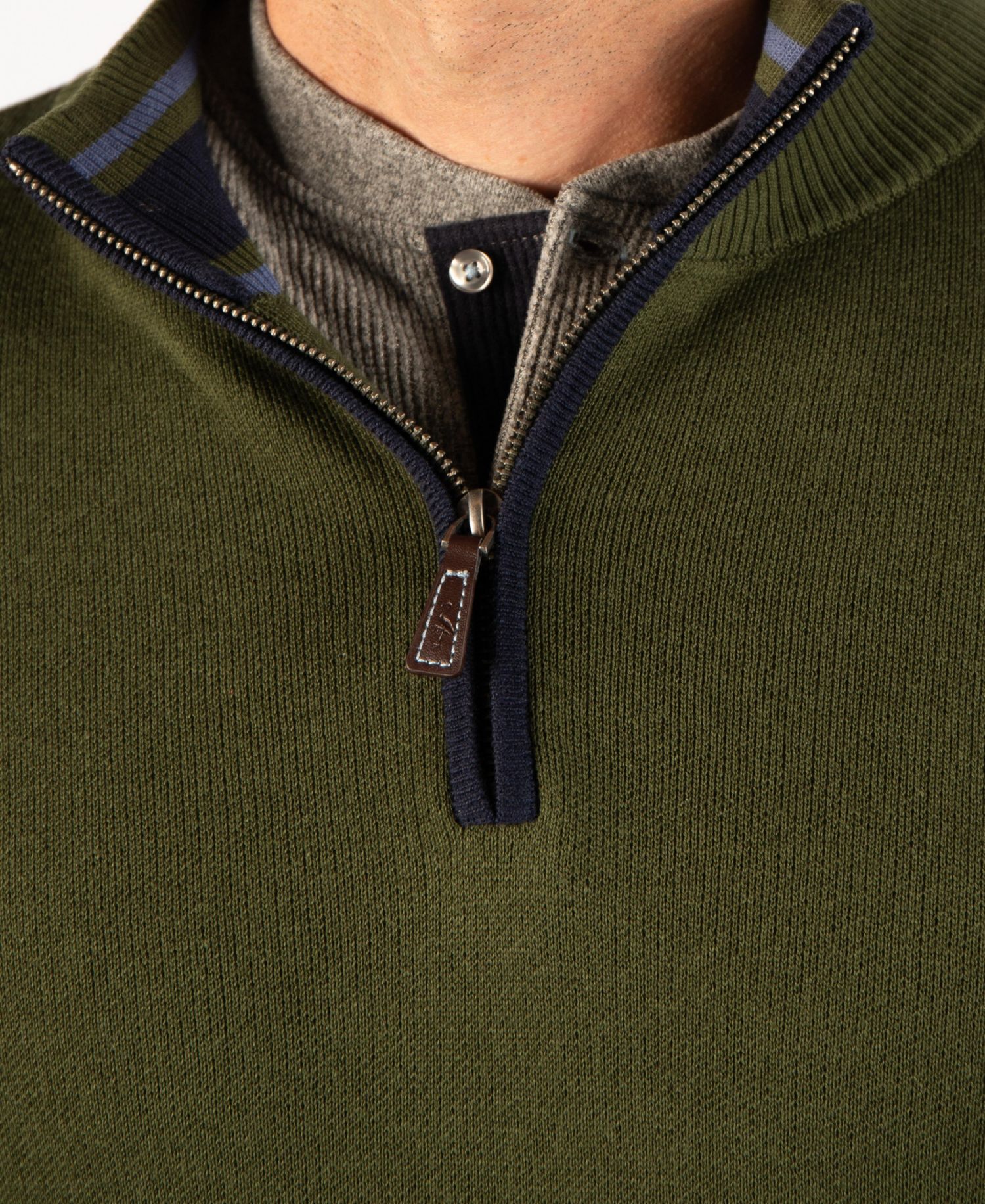 Men's Fine Knit Quarter Zip with Contrast Tipping Sweater