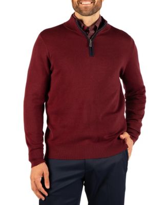 Men's Fine Knit Quarter Zip with Contrast Tipping Sweater