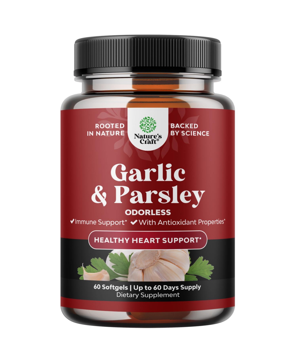 Nature's Craft Odorless Garlic and Parsley Extract Softgels - Aged Garlic Formula