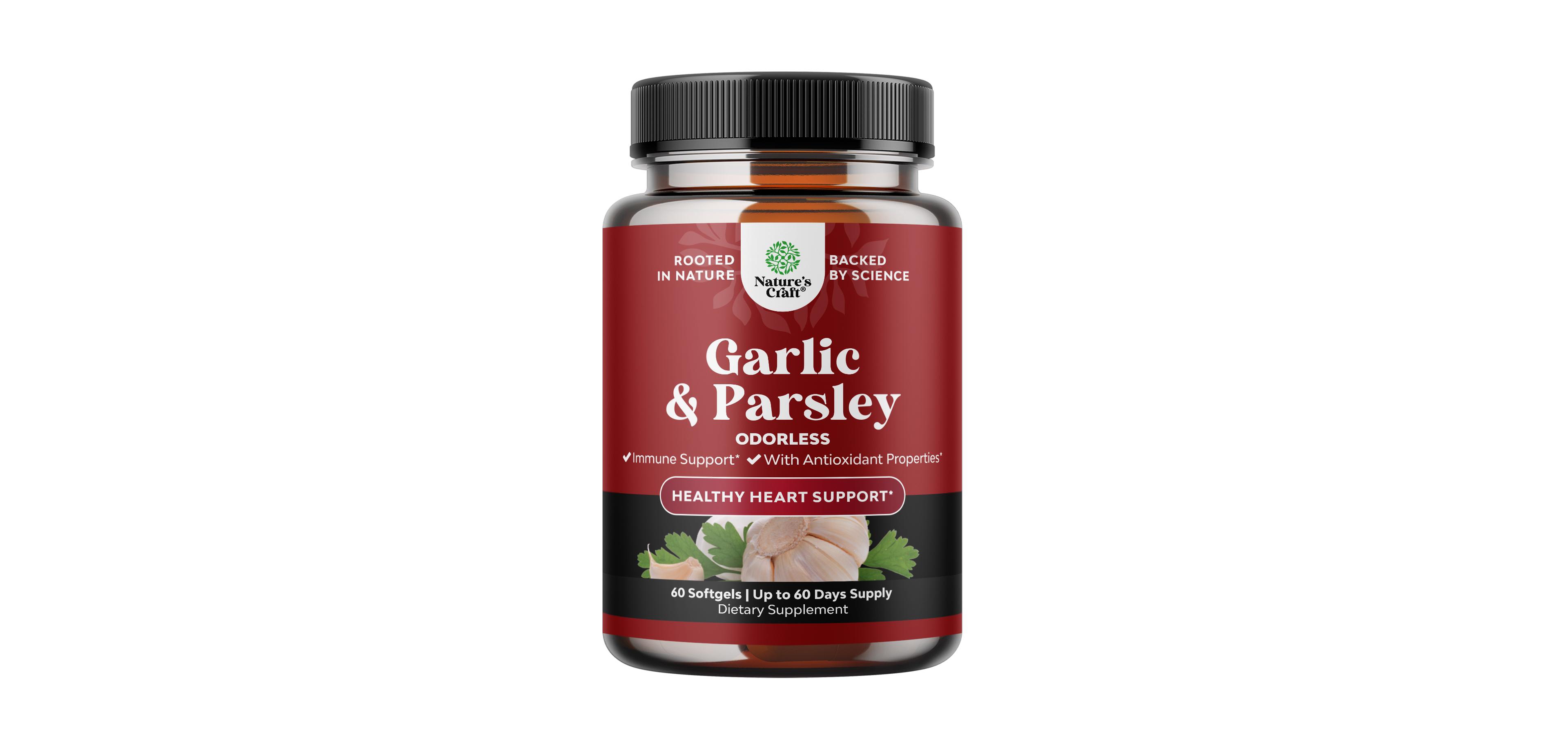 Nature's Craft Odorless Garlic and Parsley Extract Softgels - Aged Garlic Formula