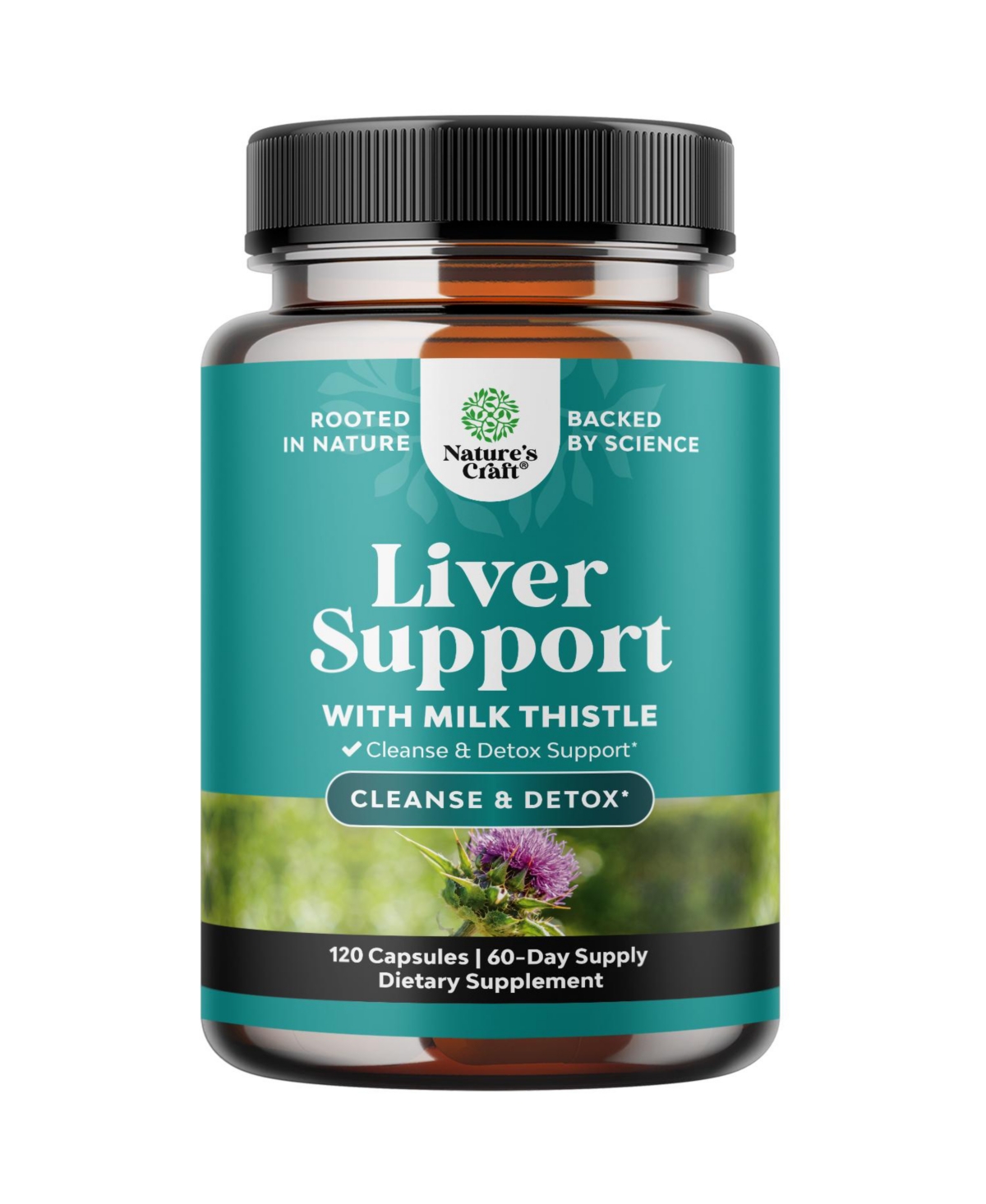 Nature's Craft Liver Support Supplement with Milk Thistle, Choline and Herbal Blend - 120 Count