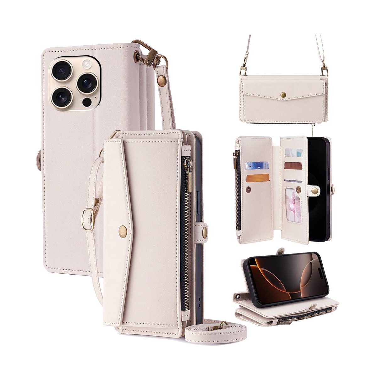 Artudatech 5-Card-Slot Crossbody Wallet Case for iPhone 12-17