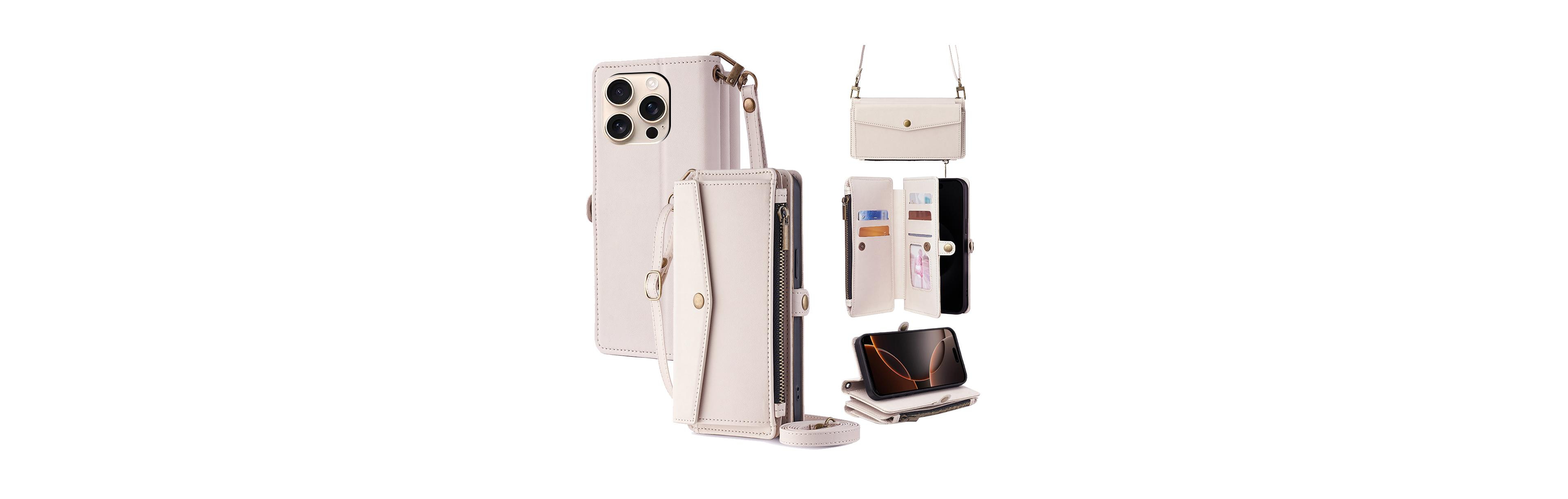 Artudatech 5-Card-Slot Crossbody Wallet Case for iPhone 12-17