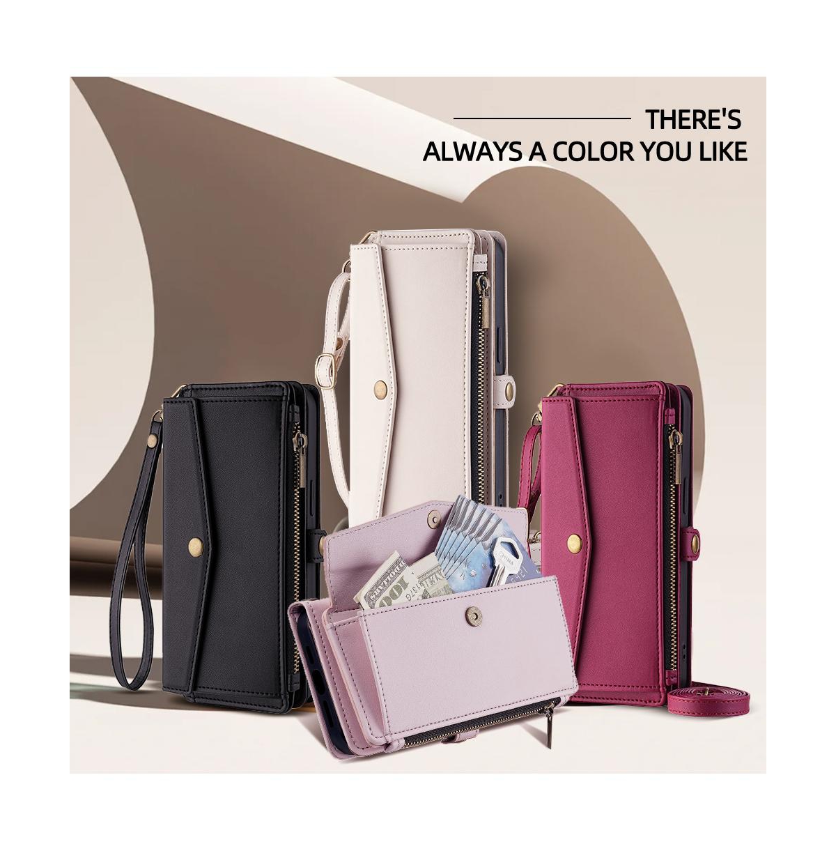 Artudatech Crossbody Card-Slot Wallet Case for Apple iPhone 12 to iPhone 17