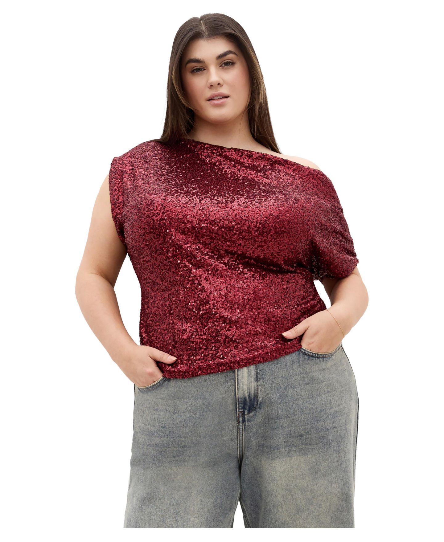 Женский топ CITY CHIC Adorn Sequin, цвет: Ягодный — фото 1