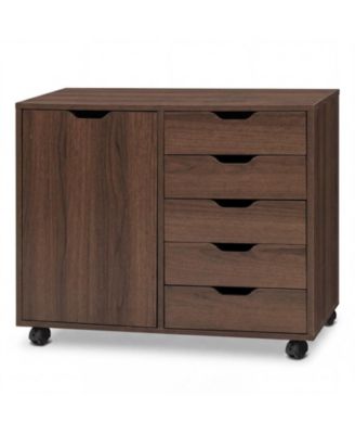 Mobile 5-Drawer Storage Cabinet with Locking Casters