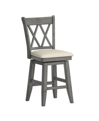 Lea Cross Swivel Counter Stool with Linen Seat