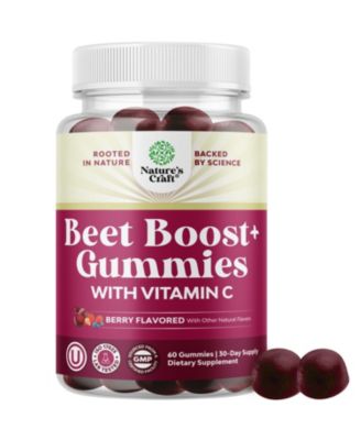 Beet Root Gummies with Vitamin C and Magnesium Citrate - Beet Juice Extract Chews for Adults - 60 Count