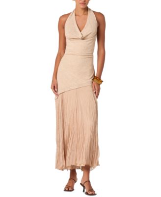 Women's Halter Neck Asymmetric Dress
