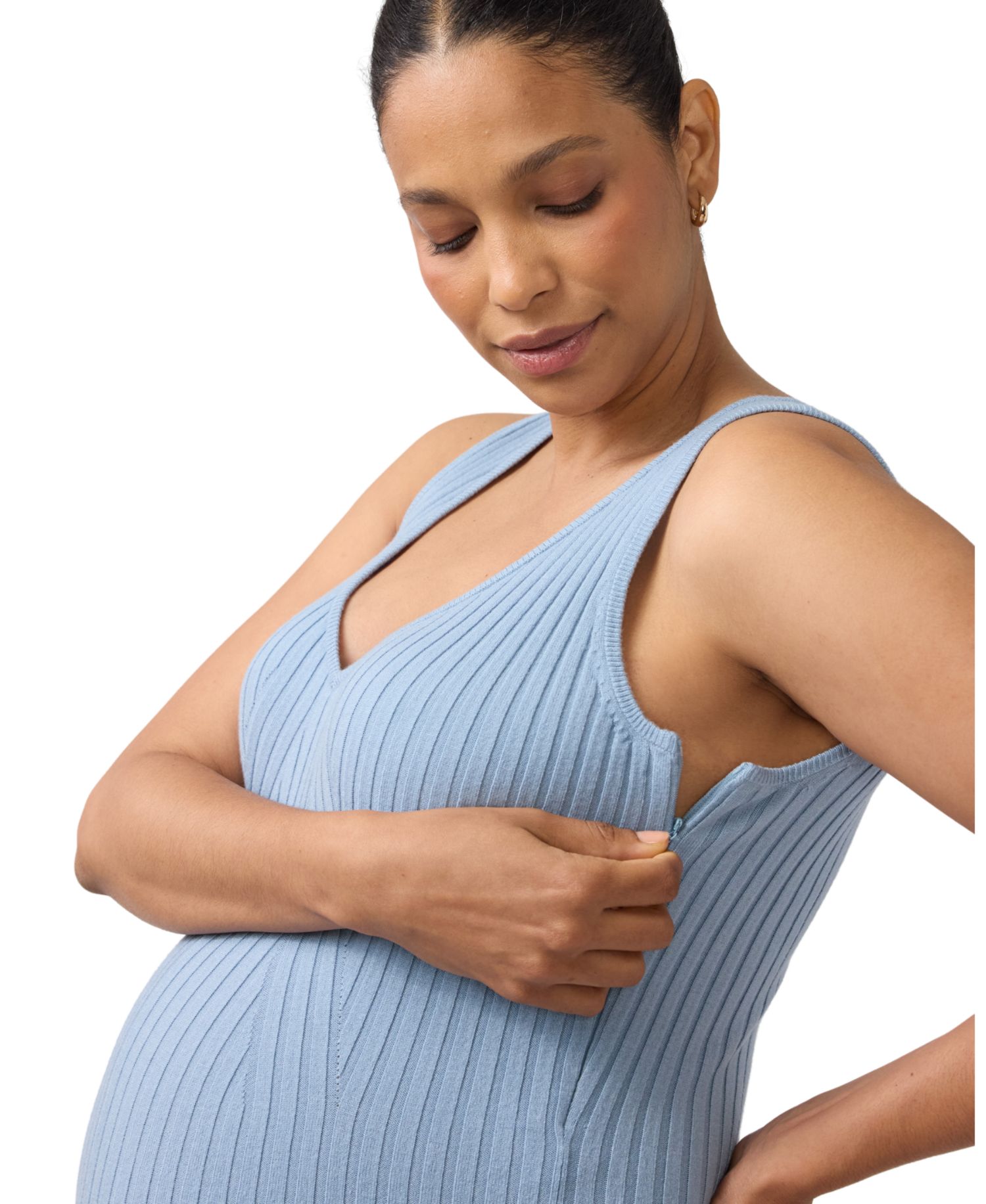Maternity Nursing Ribbed Midi Dress