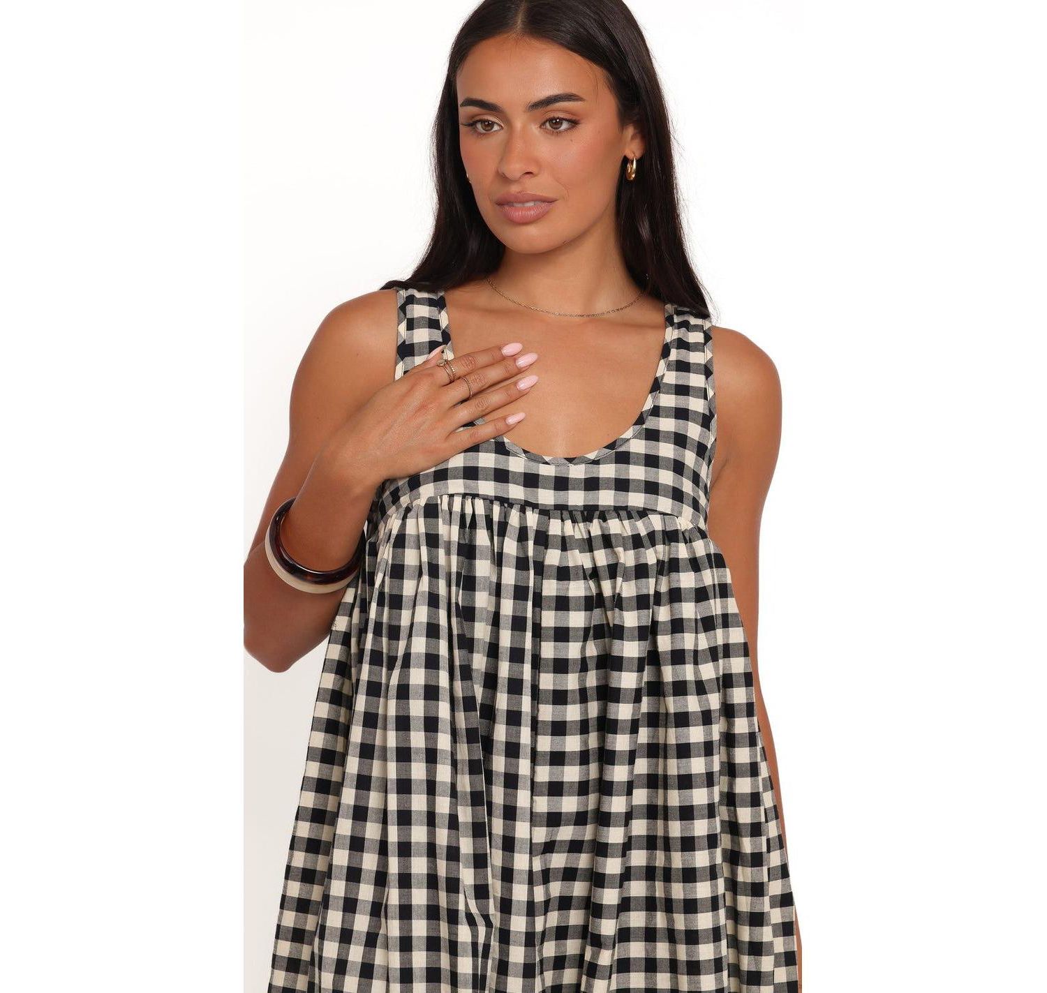 Women's Atria Gingham Scoop-Neck Mini Dress