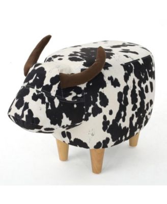 Cow-Shaped Animal Ottoman Footstool, Modern Accent Stool for Living Room Bedroom