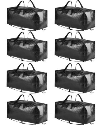Heavy Duty Moving Bags 8 Pack, Large Storage Totes with Backpack Straps, Strong Handles and Zippers