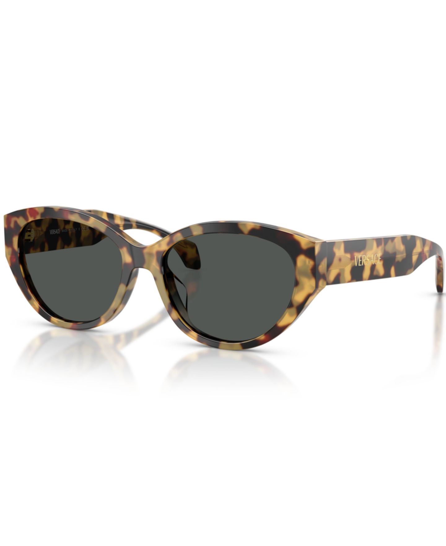 Женские солнцезащитные очки Versace Cat Eye Low Bridge Fit VE4495D, цвет: Коричневый / Жёлтый — фото 1