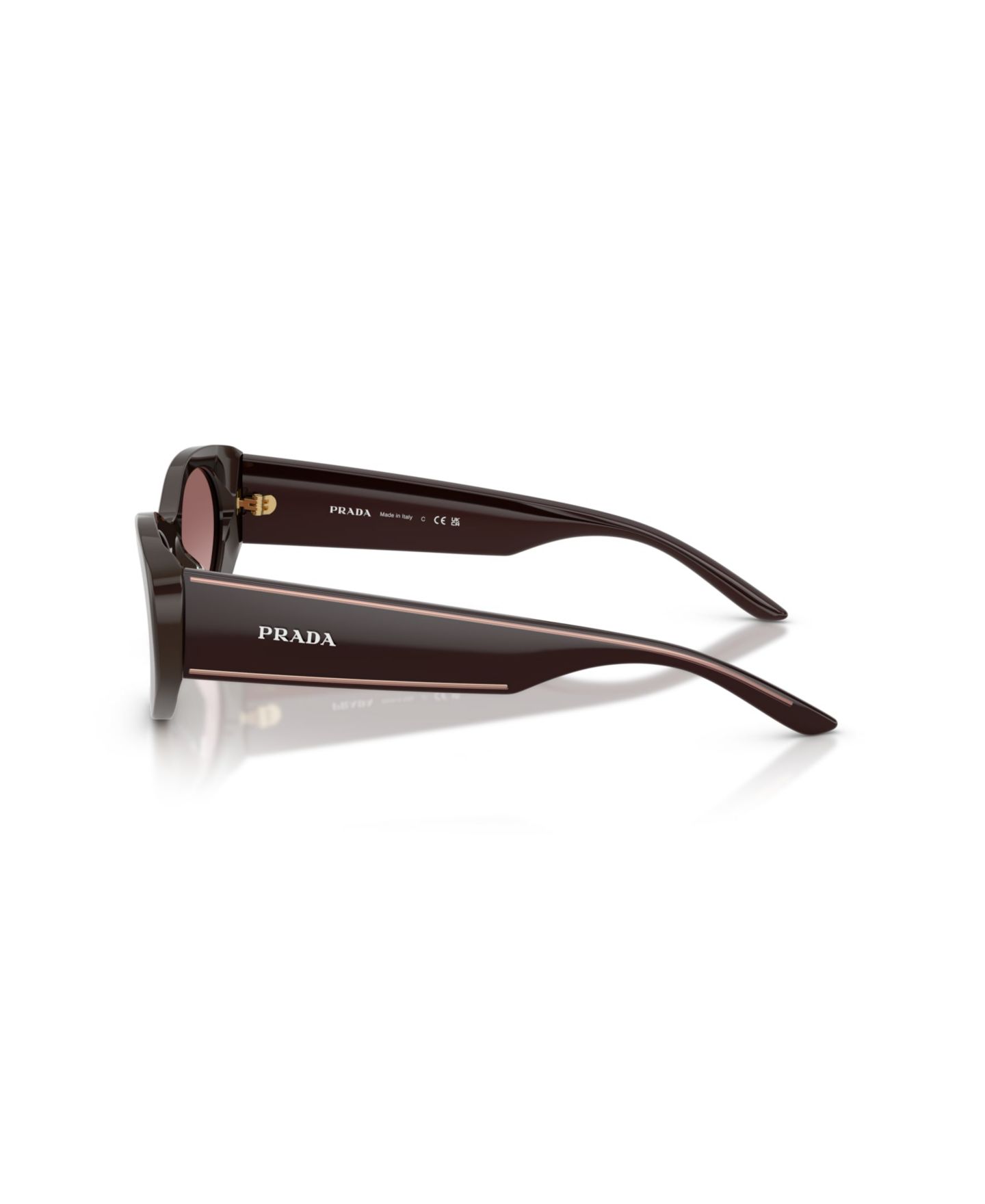 Женские солнцезащитные очки Prada Oval Acetate Sunglasses PR D23SU, цвет: Cigar — фото 3
