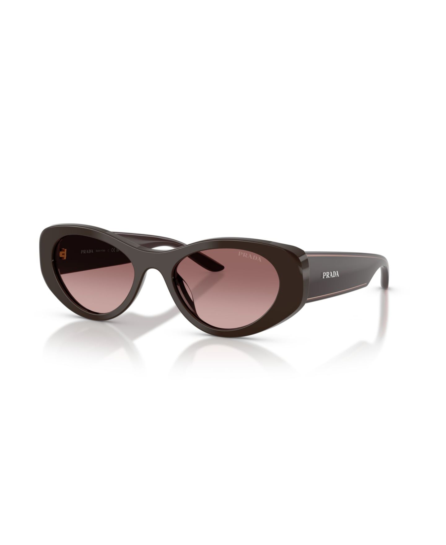 Женские солнцезащитные очки Prada Oval Acetate Sunglasses PR D23SU, цвет: Cigar — фото 1
