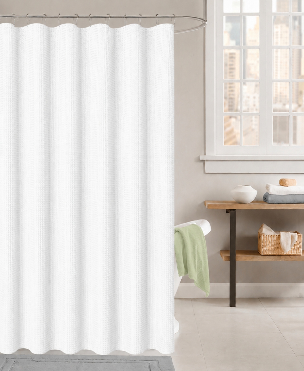 Popular Bath Conrad Water-resistant Shower Curtain, 70" X 72" In White