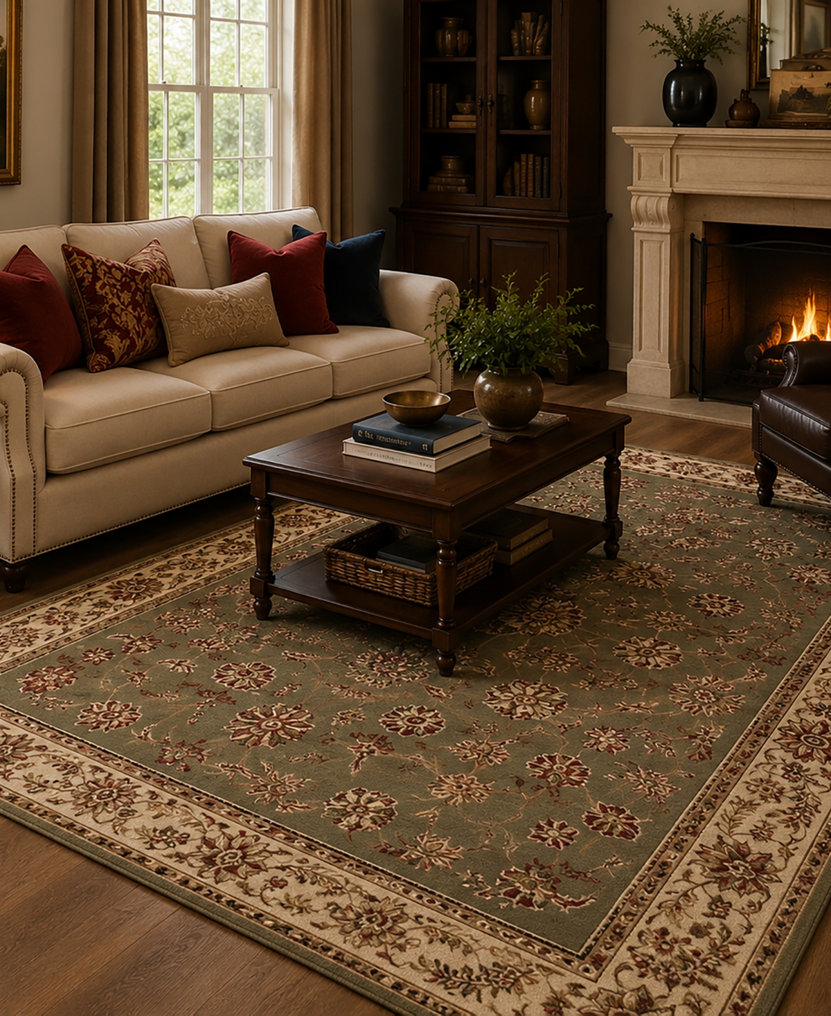 Closeout! Km Home Pesaro Isfahan Sage 5'5" x 7'7" Area Rug