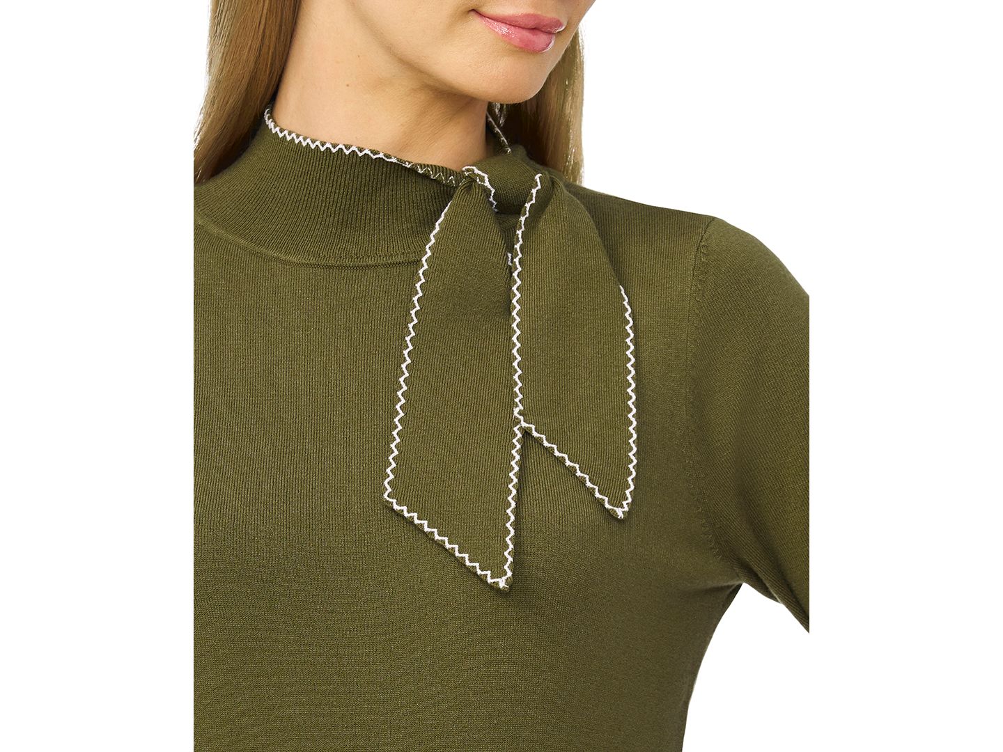 Женский свитер CeCe Scarf Tie Neck, цвет: Тёмно-синий — фото 11