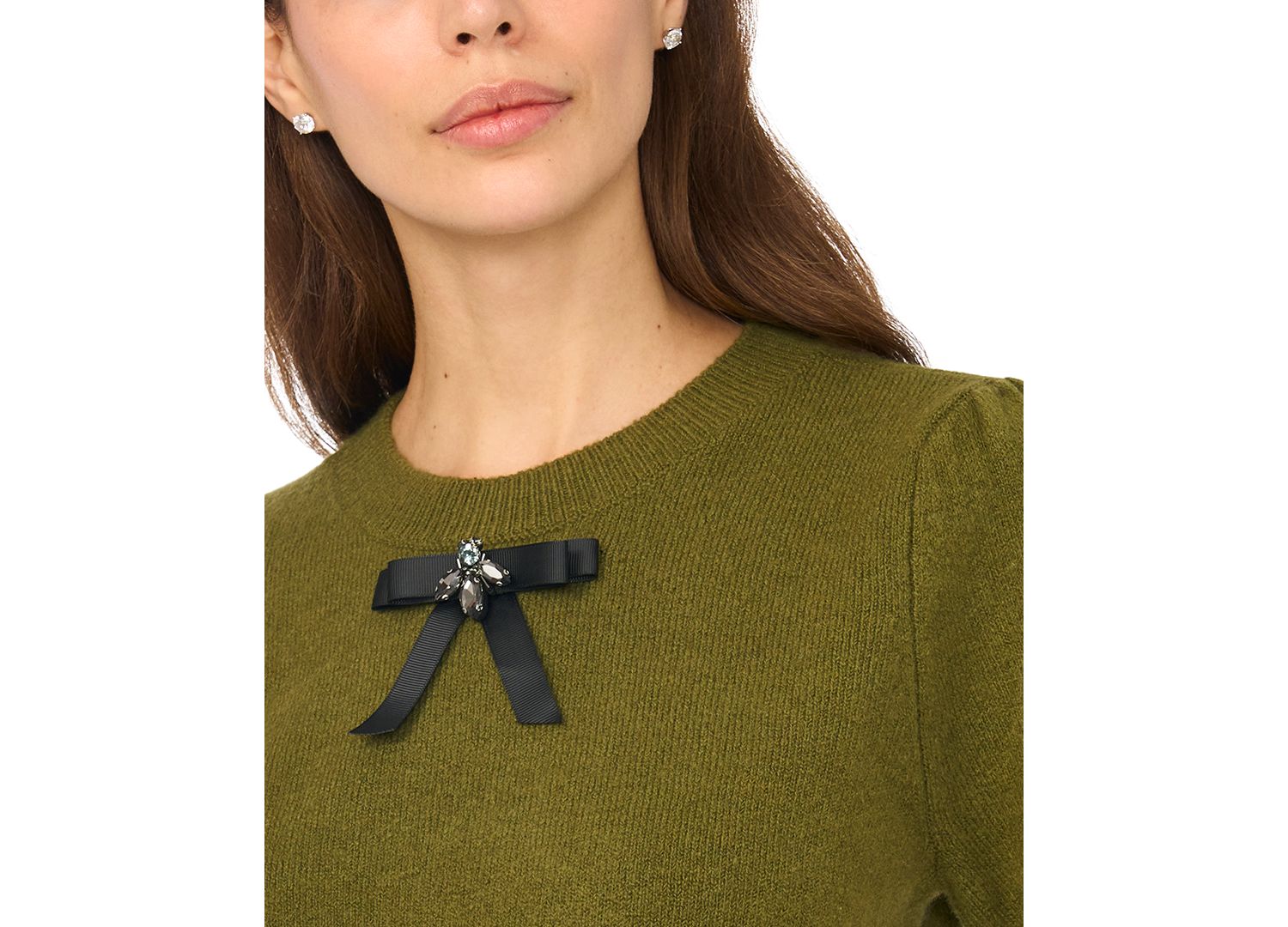 Women's Bow Short-Sleeve Crewneck Sweater