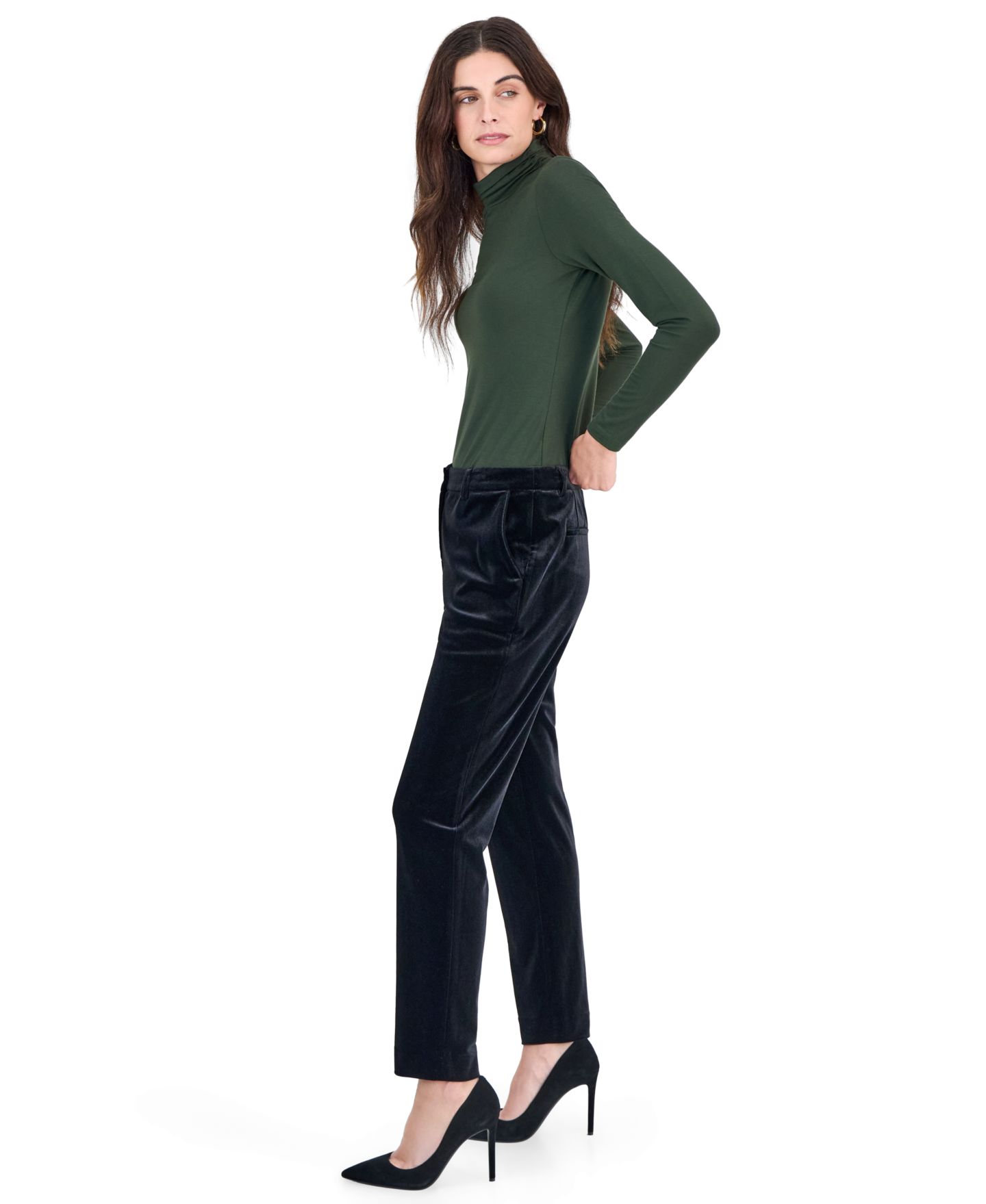 Женские брюки Tahari ASL Velvet Straight Ankle, цвет: Чёрный — фото 3