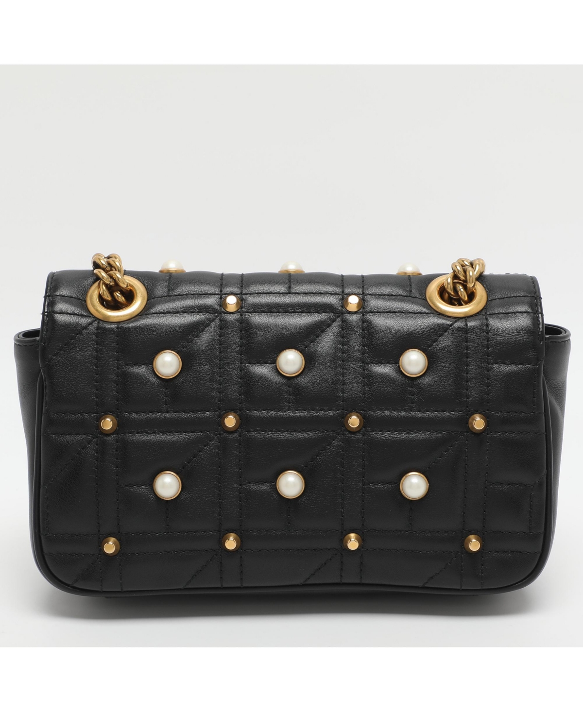 Pre-Owned Gucci Women's Gg Pearl Marmont Mini Matelasse Leather Shoulder Bag