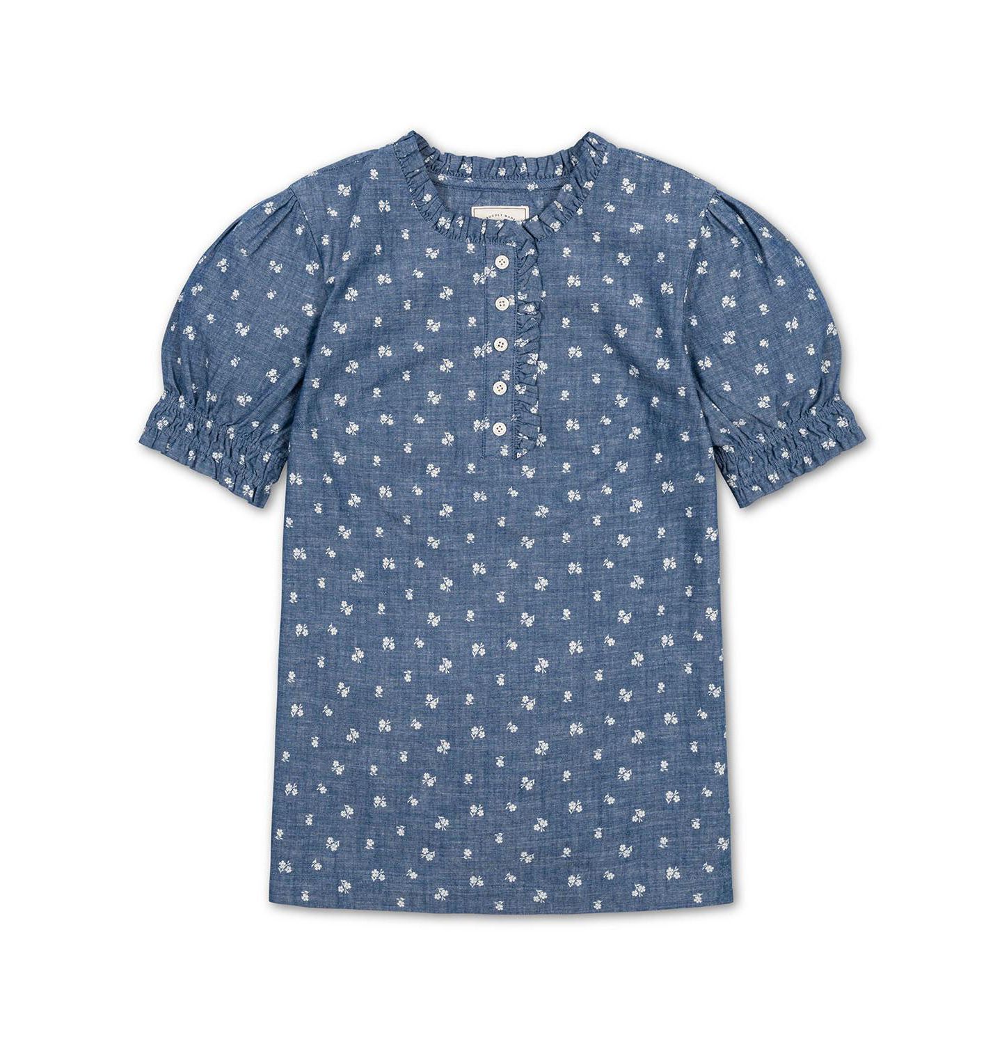 Женская блузка Hope & Henry Chambray Puff-Sleeve Floral-Print, цвет: Шамбре с принтом — фото 4