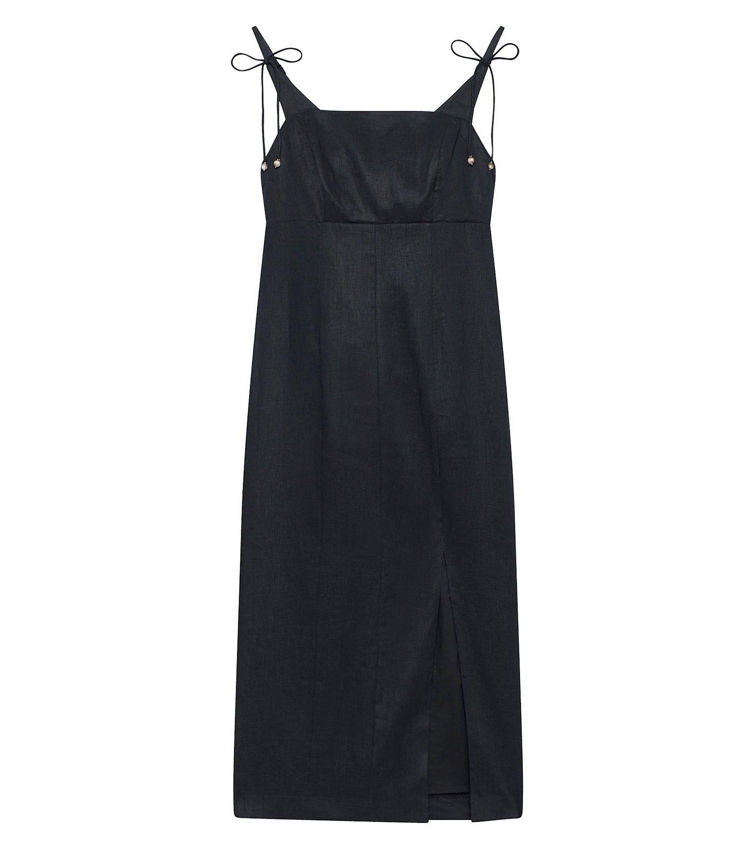 Women's Square Neckline Sleeveless Bow Detail Midi Dress