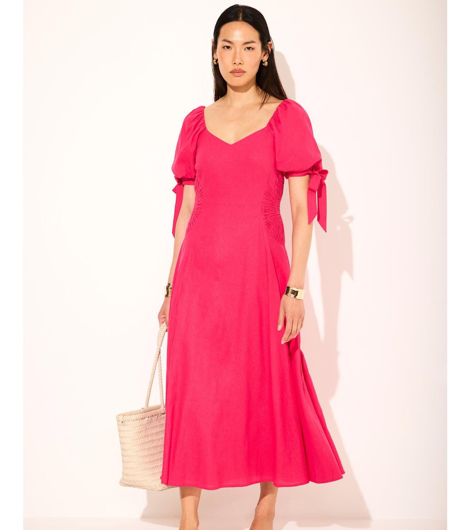 Women's Sweetheart Puff-Sleeve Maxi Dress