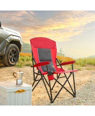 High Back Heavy Duty Lawn Chair Support 250LBS, Portable Collapsible Chair with Cup Holder