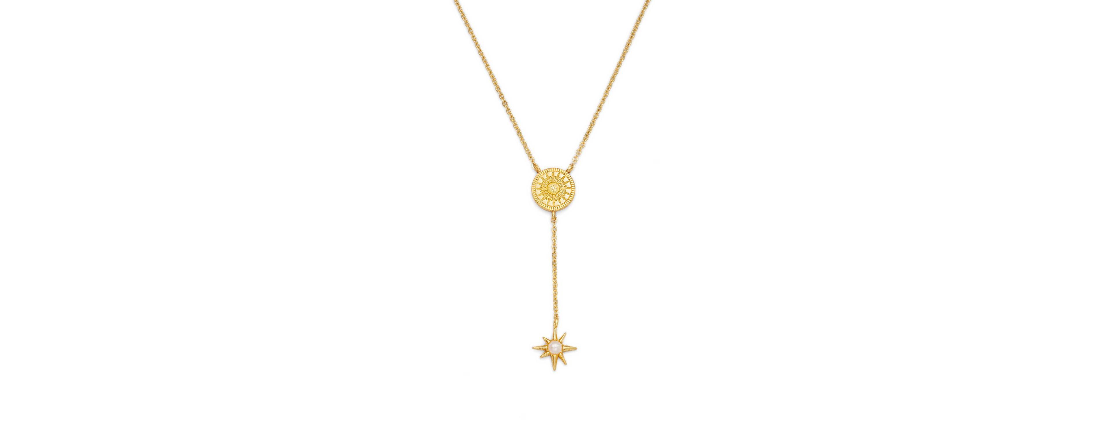 Fable England Sun Lariat Necklace in Gold