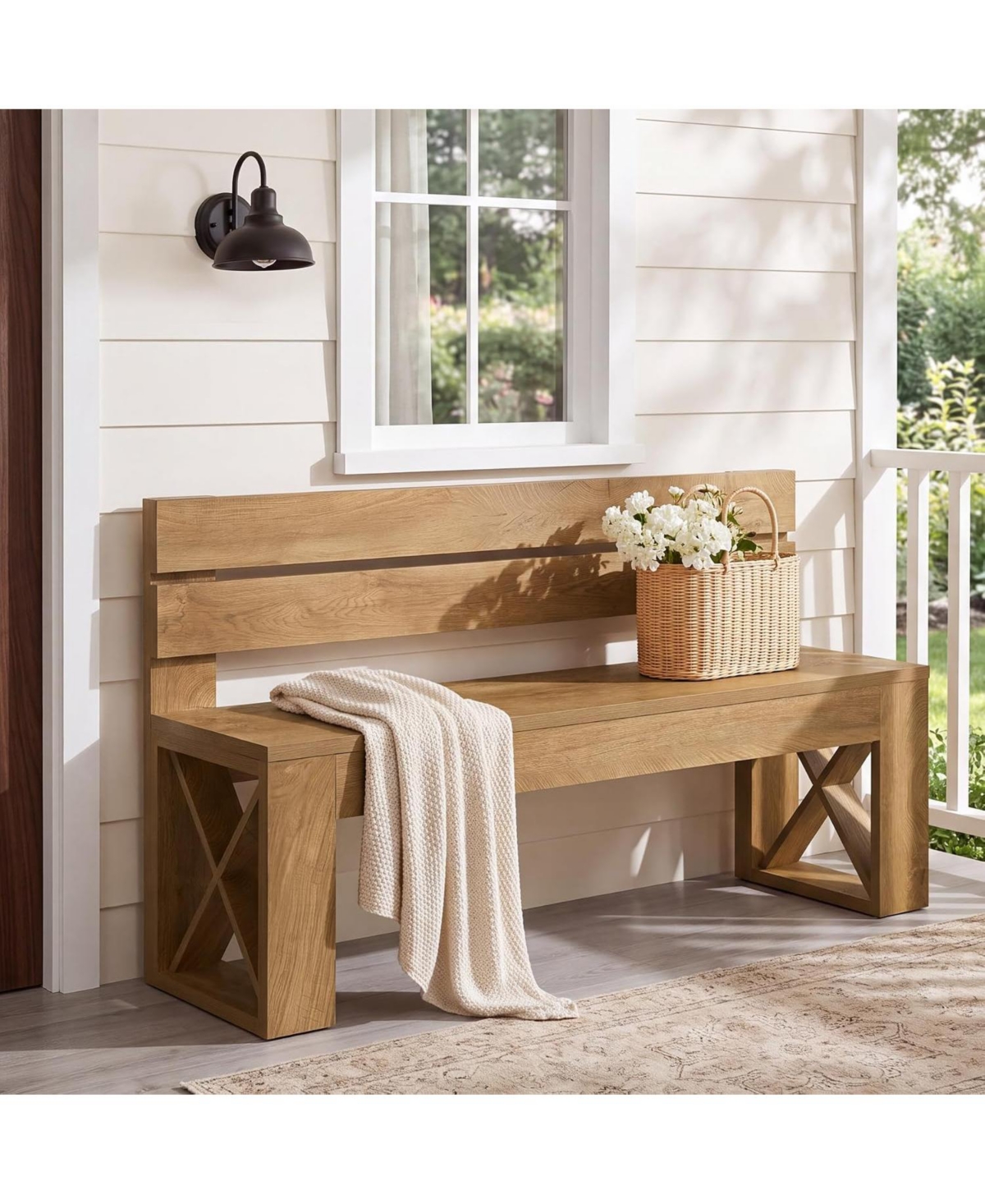 Tribesigns Solid Wood Entryway Bench, Modern End of Bed Bench