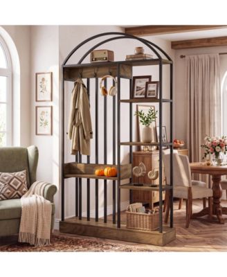 70.9" Arched Entryway Hall Tree Room Divider, Freestanding