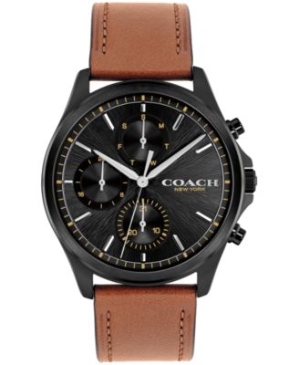 Men's Quartz Oliver Brown Calfskin Watch 41mm