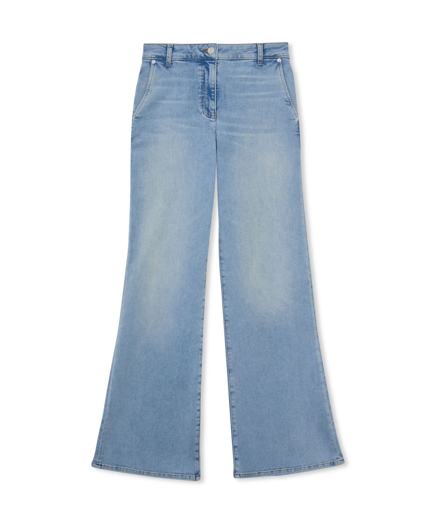 Petite Addie High-Rise Wide-Leg Light-Wash Denim Jeans