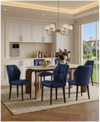 Mid-Century Upholstered Dining Chairs, Armless with Metal Legs for Kitchen and Dining Room