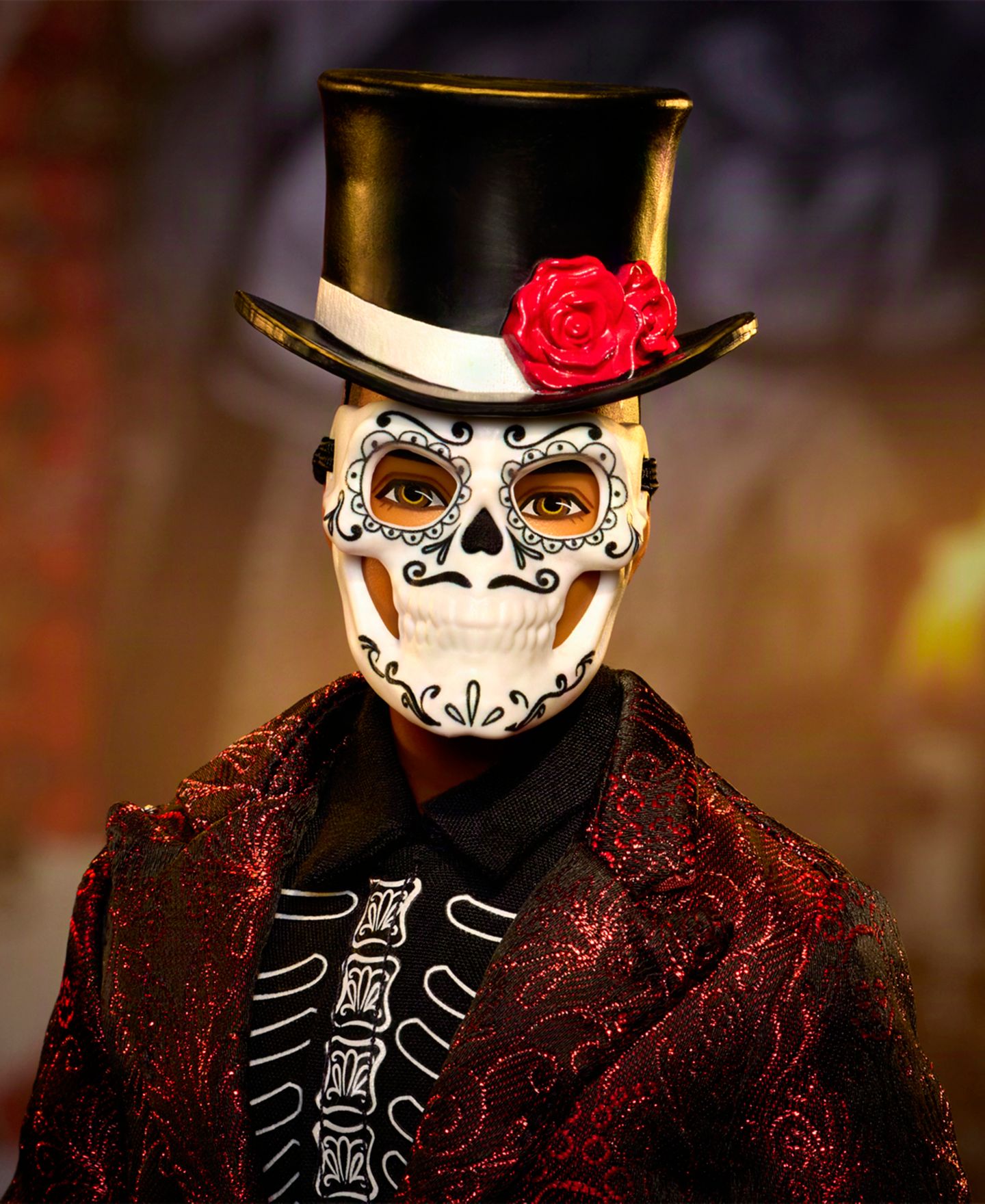Детская кукла Barbie 2026 Día De Muertos Ken Fully Articulated Collectible Fashion Doll with Removable Mask and Hat, Ages 6+ — фото 3