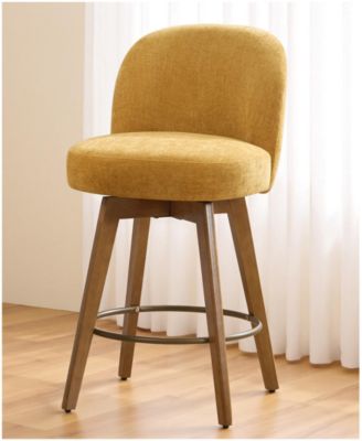26" Mid-Century Swivel Counter Height Bar Stools, Chenille Fabric Kitchen Stools