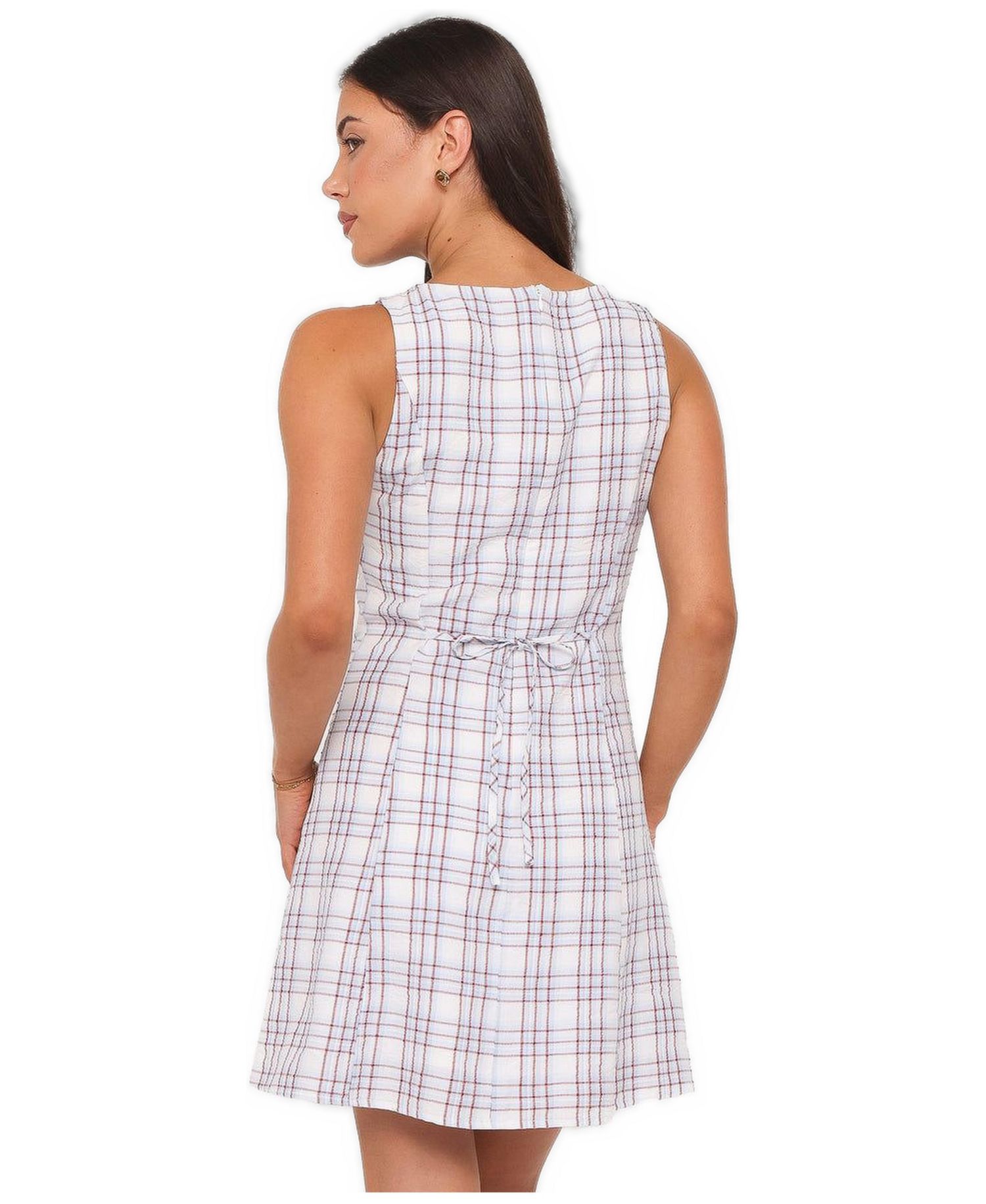 Women's Circe Plaid A-Line Boat Neck Mini Dress