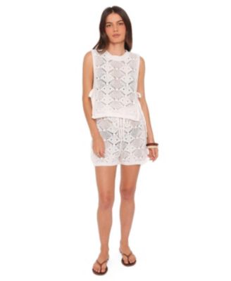 Women's Ysabel Sleeveless Pointelle-Knit Top and Shorts, 2-Piece Set