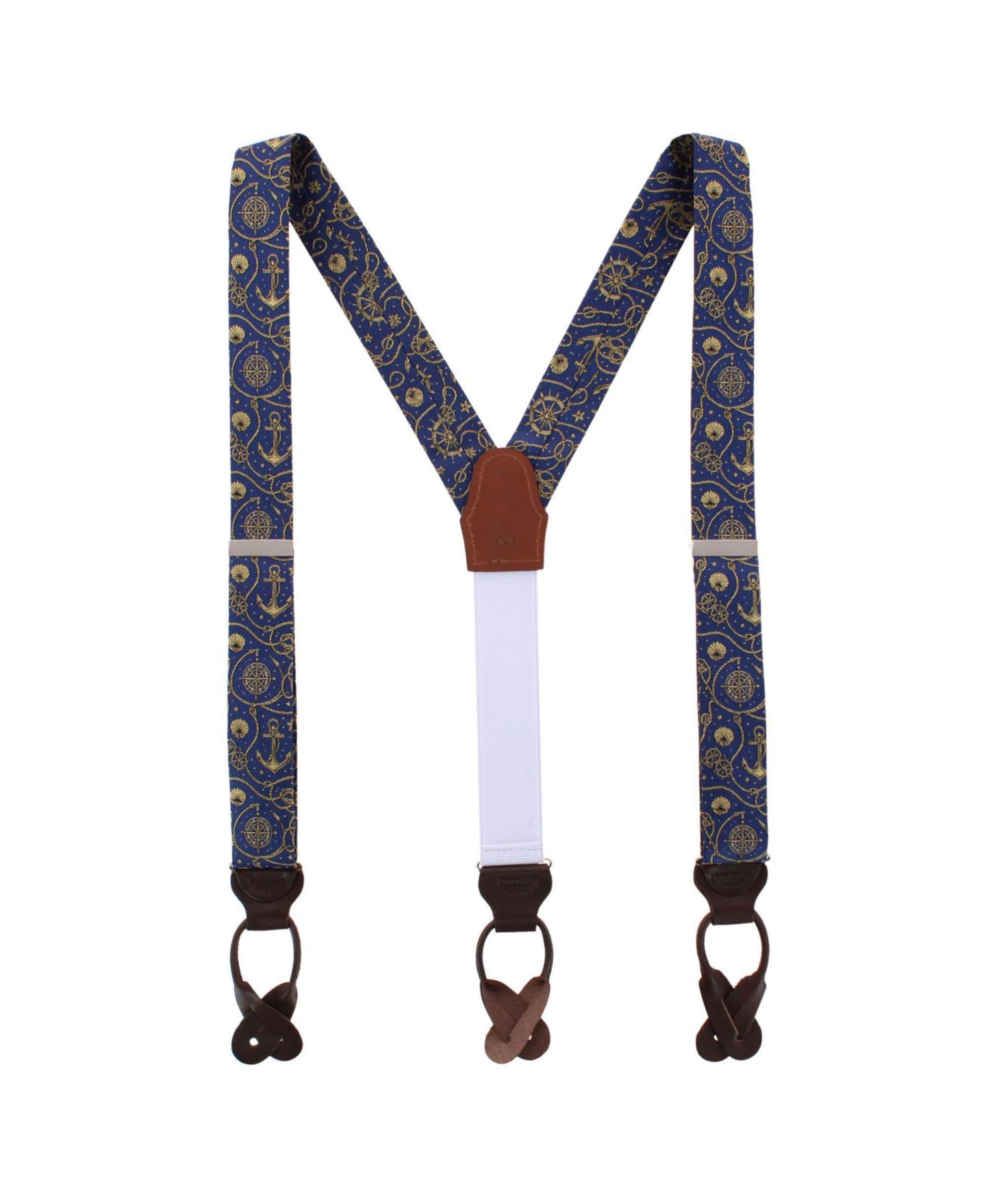Мужские подтяжки TRAFALGAR Silk Novelty Leather Button End Suspenders, цвет: Тёмно-синий — фото 1