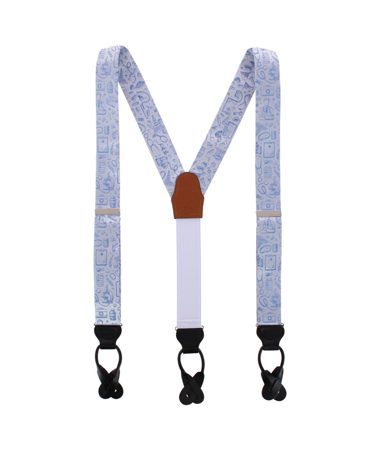 Trafalgar Medical Alert Silk Novelty Suspenders - Light blue